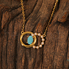 Elegant 925 Sterling Silver & Imitation Pearl Double Circle Pendant Necklaces for Women GR8670-2