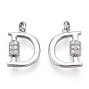 Rhodium Plated 925 Sterling Silver Micro Pave Cubic Zirconia Charms STER-T004-12P-1