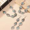 Oval Alloy & Synthetic Turquoise Pendant Necklaces & Dangle Earrings & Link Bracelets Sets FS-WGAAC5F-01-3
