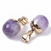 Top Golden Plated Natural Amethyst Pendants X-G-T131-03H-3