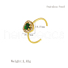 Stainless Steel Micro Pave Cubic Zirconia Open Cuff Rings for Women OE2673-3-2