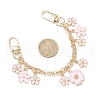 2Pcs 2 Styles Alloy Pink Enamel Flower Bowknot Pendant Cable Chain Purse Decorative Chains AJEW-BA00148-4