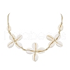Brass Natural Cowrie Shell Necklaces NJEW-TA00188-2