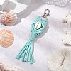 Handmade Macrame Cotton Threads & Natural Cowrie Shell Beads Pendant Decoration HJEW-JM02627-01-1