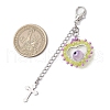 Handmade Evil Eye Lampwork & Glass Seed Beaded Heart Pendant Decorations HJEW-MZ00211-02-3