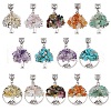 28Pcs 14 Styles Mixed Gemstone Chip European Dangle Charms PALLOY-AB00058-1