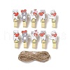 Cat with Heart Theme Wooden & Iron Clothes Pins AJEW-H137-03-1