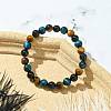 Dyed Natural Tiger Eye & Black Onyx Round Beaded Stretch Bracelets for Women BJEW-TA00438-2