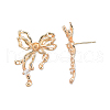 Brass Pave Clear Cubic Zirconia Stud Earring Findings KK-N232-438LG-A-3