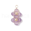 4Pcs 4 Styles Natural Amethyst & Agate & Green Aventurine & Lapis Lazuli Faceted Round Beaded Flower Pendants PALLOY-TA00256-3