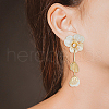 FIBLOOM 1 Pair Flower with Butterfly Alloy Dangle Stud Earrings EJEW-FI0002-03-4