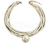 Plastic Imitation Pearl Round Ball Pendant Multi-Strand Beaded Necklaces FS-WG3508B-01-5