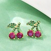 Cherry Brass Micro Pave Cubic Zirconia Stud Earrings EJEW-F895-26A-G-3