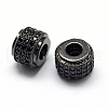 Rack Plating Brass Cubic Zirconia European Beads ZIRC-S023-02B-2