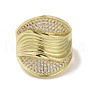 Brass Micro Pave Cubic Zirconia Open Cuff Ring RJEW-K256-48G-2