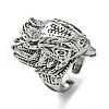 Dragon Alloy Open Cuff Rings for Men RJEW-K275-33AS-1