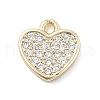 Brass Micro Pave Clear Cubic Zirconia Charms KK-B130-02G-07-1