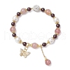 Natural Garnet & Strawberry Quartz and Shell Pearl Beads Stretch Bracelets BJEW-JB11821-2