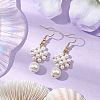 Shell Pearl with Brass Dangle Earrings for Women EJEW-TA00557-2