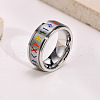 Rainbow Color Pride Flag Rune Words Odin Norse Viking Amulet Enamel Rotating Ring RABO-PW0001-037A-4
