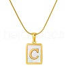 Stainless Steel Snake Bone Chain Alphabet Necklace with Shell Pendant WD3660-3-1