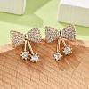 Brass Micro Pave Clear Cubic Zirconia Stud Earrings for Women EJEW-G428-26G-03-3
