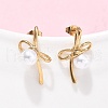 Bowknot 304 Stainless Steel Stud Earrings EJEW-C142-07G-3
