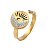 304 Stainless Steel with Rhinestone Cuff Rings RJEW-Q020-03G-2