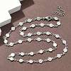 304 Stainless Steel Textured Flower Link Chain Necklaces NJEW-Z084-01P-1