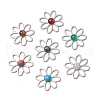 201 Stainless Steel Pave Gemstone Flower Cabochons PALLOY-JF03492-1