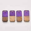 Two-tone Transparent Resin & Walnut Wood Pendants RESI-S384-008A-B01-1