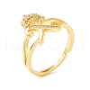 Clear Cubic Zirconia Initial Letter with Crown Adjustable Ring RJEW-M139-17X-1