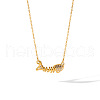 Stainless Steel Crystal Rhinestone Fish Bone Pendant Necklaces for Women RG3974-5
