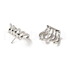 Clear Cubic Zirconia Grass Stud Earrings EJEW-C027-03P-2