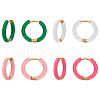 ANATTASOUL 4 Pairs 4 Color Real 18K Gold Plated 304 Stainless Steel Huggie Hoop Earrings with Enamel EJEW-AN0004-69-1
