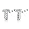 Rhodium Plated 925 Sterling Silver Initial Letter Stud Earrings HI8885-20-1