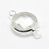 Silver Color Plated Brass Glass Links connectors GLAA-J011B-S-4