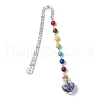 7 Chakra Gemstone Bead & Natural Lapis Lazuli Glass Heart Wishing Bottle Pendant Bookmarks AJEW-JK00313-07-1