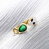 304 Stainless Steel with Rhinestone and Glass Cuff Rings RJEW-Q020-04G-1