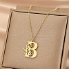Flower Letter Stainless Steel Initial Pendant Necklaces for Women Men FS-WGF85E2-12-1