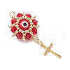 3Pcs 3 Colors Glass Seed Beaded Evil Eye Pendants PALLOY-MZ00628-3