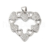 Rack Plating Brass & Clear Cubic Zirconia Pendants KK-S372-27P-1