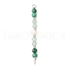 Faceted Round Natural Green Aventurinee & Malachite & Potato Natural Cultured Freshwater Pearl Beaded Connector Charms PALLOY-JF03532-03-1