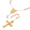 Ion Plating(IP) Crucifix Cross 304 Stainless Steel Rosary Bead Necklaces NJEW-M075-03G-02-2