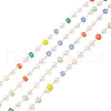 Faceted Cube Glass & ABS Plastic Imitation Pearl Beaded Chains CHS-G026-02KCG-03-1-1