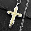 Religion Cross 304 Stainless Steel Pendant Necklaces for Women NJEW-M105-03PG-1