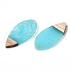 Transparent Resin & Walnut Wood Pendants RESI-T035-27-A02-3