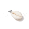 Natural Cowrie Shell Pendants PALLOY-JF03711-03-4
