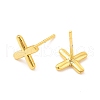 Brass Hollow Out Initial Letter Stud Earrings for Women EJEW-A044-01G-X-2