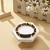 Natural Tiger Eye Rectangle Beaded Stretch Bracelet BJEW-JB08982-04-2